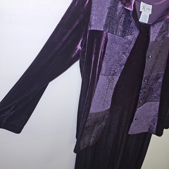K Studio 2pc Velvet Jacket Dress Set Eggplant Purple Black Holiday Formal 12 - Picture 5 of 8